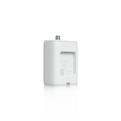 Dispositivo inalámbrico Ubiquiti UDB-IoT N300 visto por detrás con conector de antena y etiqueta de especificaciones sobre Dispositivo inalámbrico Ubiquiti UDB-IoT N300 visto por detrás con conector de antena y etiqueta de especificaciones sobre
