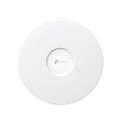 Commutateur TP-Link MS108GP 8 ports Gigabit avec 7 ports PoE+ vu de dessus sur fond noir montrant le logo central. Commutateur TP-Link MS108GP 8 ports Gigabit avec 7 ports PoE+ vu de dessus sur fond noir montrant le logo central.