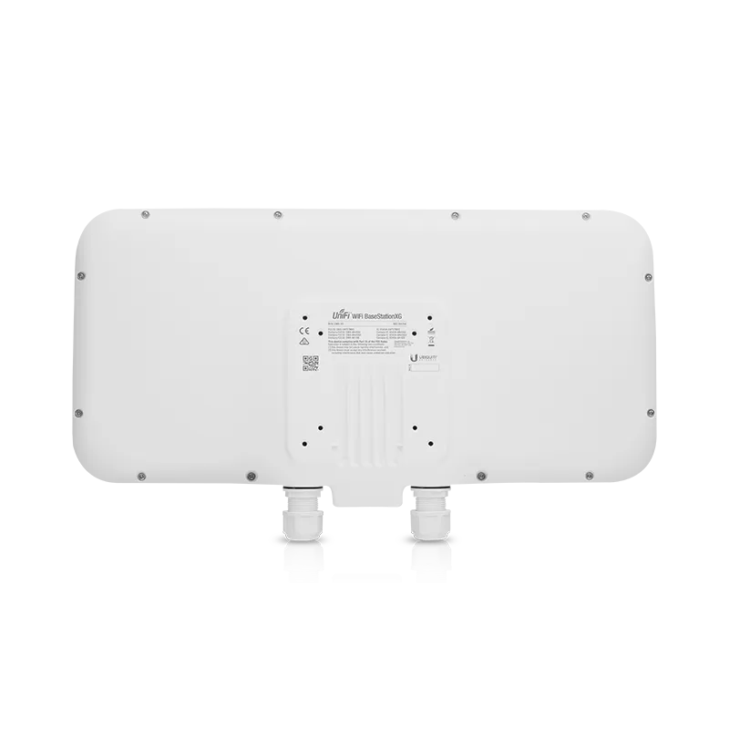 Punto de acceso WiFi Ubiquiti UniFi AP XG Wave2 10Gbit/s IP67 EU visto por detrás con soporte de montaje central, texto Punto de acceso WiFi Ubiquiti UniFi AP XG Wave2 10Gbit/s IP67 EU visto por detrás con soporte de montaje central, texto