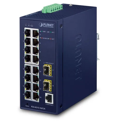 PLANET Industrial 16-Port 10/100/1000T + 2-Port 1000X SFP PLANET Industrial 16-Port 10/100/1000T + 2-Port 1000X SFP