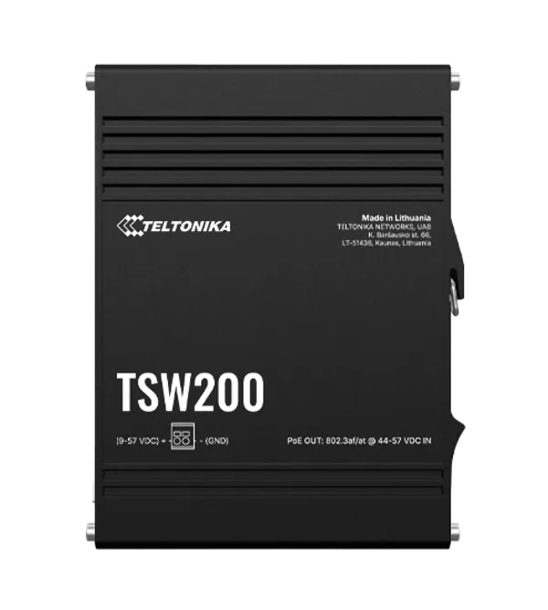 Teltonika TSW200 Industrial Unmanaged PoE+ Switch (without DIN rail bracket)