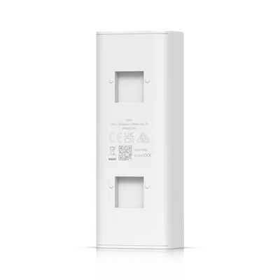Ubiquiti Access Elevator Starter Kit Rückansicht mit Montageausschnitten, Modellnummer UACC-Extender-2Wire-PoE-Tx und Ubiquiti Access Elevator Starter Kit Rückansicht mit Montageausschnitten, Modellnummer UACC-Extender-2Wire-PoE-Tx und