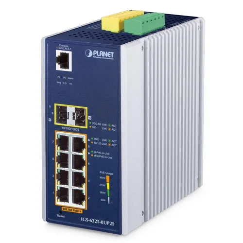 PLANET Industrial L3 8-Port 802.3bt GE + 2-Port 2.5G SFP+ PLANET Industrial L3 8-Port 802.3bt GE + 2-Port 2.5G SFP+