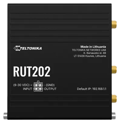 Teltonika · Router · RUT202 · Kompakter industrieller Dual-SIM-Router Teltonika · Router · RUT202 · Kompakter industrieller Dual-SIM-Router