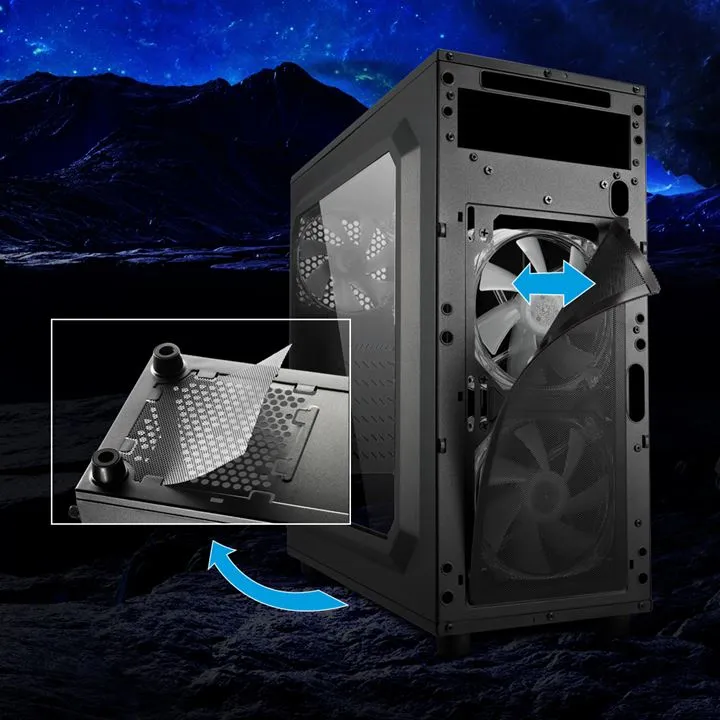Case Sharkoon VG6-W ATX nero con pannello acrilico trasparente, ventole RGB posteriori e filtro antipolvere inferiore