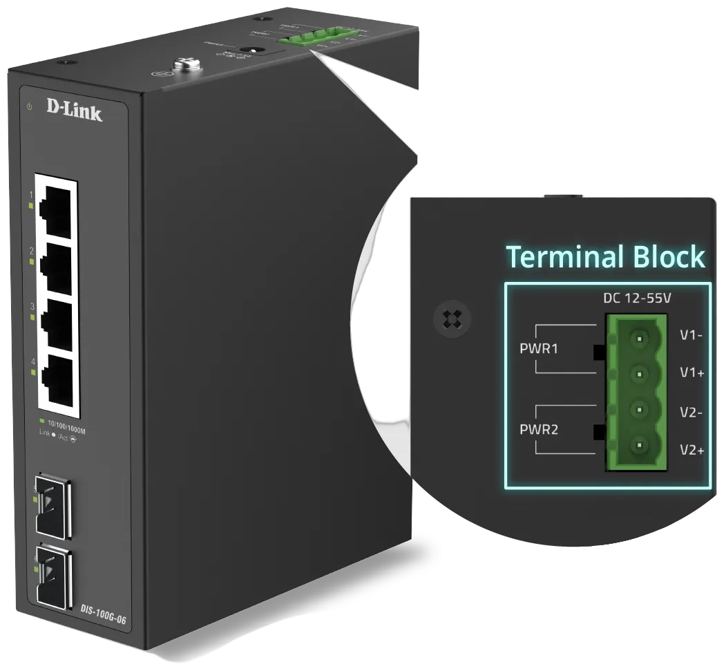 D-Link DIS-100G-06 Switch Industrial Gigabit 4 Puertos + 2 SFP