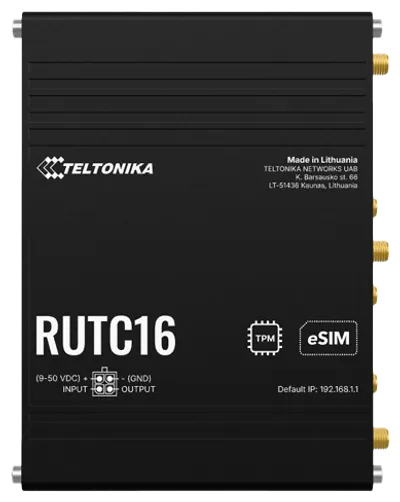 TELTONIKA NETWORKS RUTC16 DUAL SIM eSIM 4G/LTE Cat 6 Global Edge Router TELTONIKA NETWORKS RUTC16 DUAL SIM eSIM 4G/LTE Cat 6 Global Edge Router