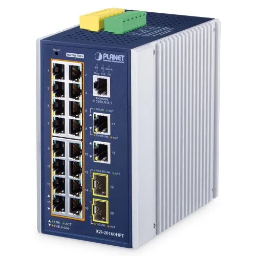 PLANET Industrial 16-Port PoE Switch 10/100/1000T 2xUP 2xSFP PLANET Industrial 16-Port PoE Switch 10/100/1000T 2xUP 2xSFP