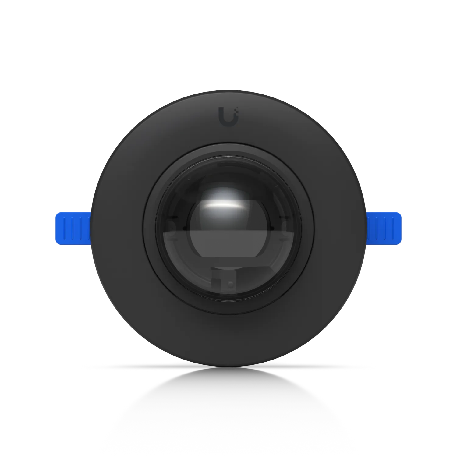 Ubiquiti UACC-G5-Dome-Ultra-FM-SB-B Halterung: Schwarze Kuppelkamera mit zentraler Glaslinse, sichtbarem Innenmechanismus,