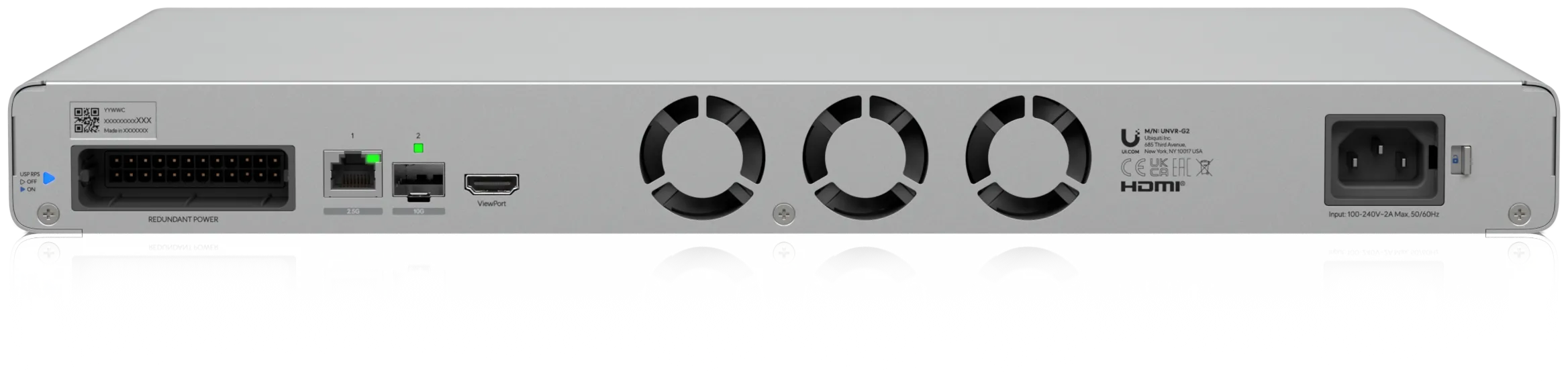 Ubiquiti UniFi Network Video Recorder G2 • 20x 4K • 4x 2.5/3.5" • 1x 2.5 GbE • 1x SFP+ • 1x HDMI • UNVR-G2