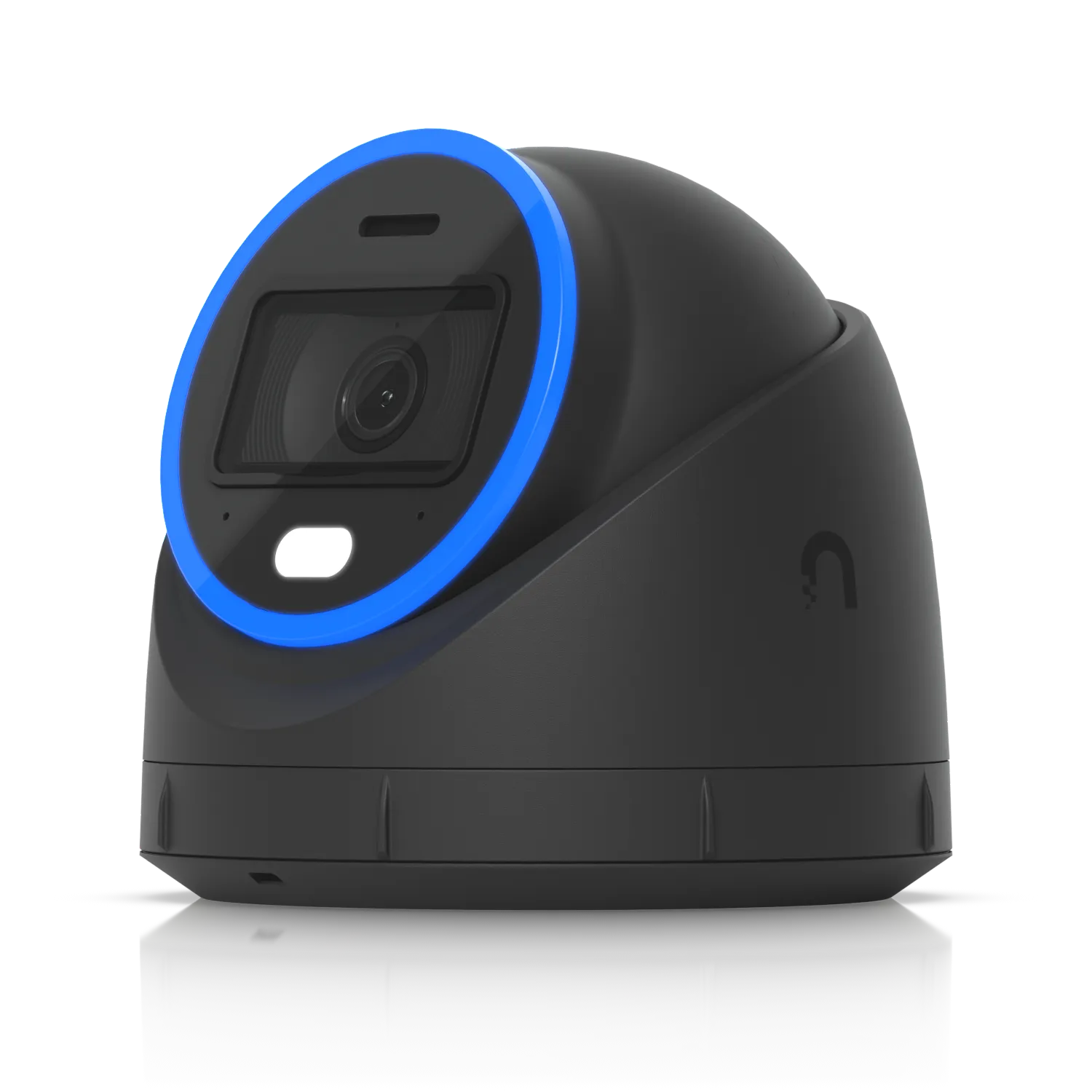 Ubiquiti Video Kamera UVC-AI-Turret weiß mit blauer LED-Leuchte in Schwenk-Neige-Bauweise auf hellem Hintergrund. Ubiquiti Video Kamera UVC-AI-Turret weiß mit blauer LED-Leuchte in Schwenk-Neige-Bauweise auf hellem Hintergrund.