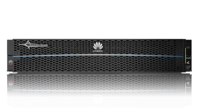 HUAWEI OceanStor Dorado 2020 2U Dual-Controller-Speichersystem mit schwarzem Frontpanel, blauen Akzenten und Huawei-Logo in