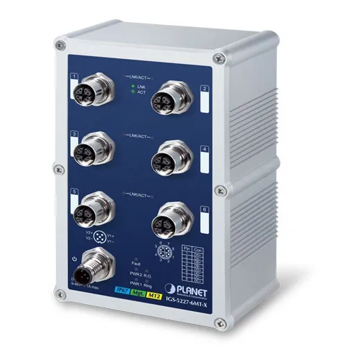 PLANET Industrial IP67 Rated 6-Port 10/100/1000T M12 Managed PLANET Industrial IP67 Rated 6-Port 10/100/1000T M12 Managed