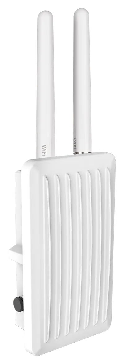 D-Link DIS-3650AP Industrial Outdoor AC1200 Access Point mit zwei Antennen und Kühlrippen für robuste Außeninstallationen.