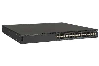RUCKUS Networks switch fully managed layer 3 26 port • 24x SFP+ • 2x QSFP+ • 1 modular optional slot • 3 fans • 19" • icx7550-24f-e2-r3 • 2x 400 W AC PSU