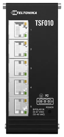 Teltonika TSF010 5-Port 10/100 Industrial Unmanaged Switch mit DIN-Schienenmontage