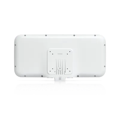 Ubiquiti UniFi E7-Audience WLAN-Access-Point Rückansicht mit weißem Gehäuse, zentraler Montageplatte UniFi Enterprise, Ubiquiti UniFi E7-Audience WLAN-Access-Point Rückansicht mit weißem Gehäuse, zentraler Montageplatte UniFi Enterprise,