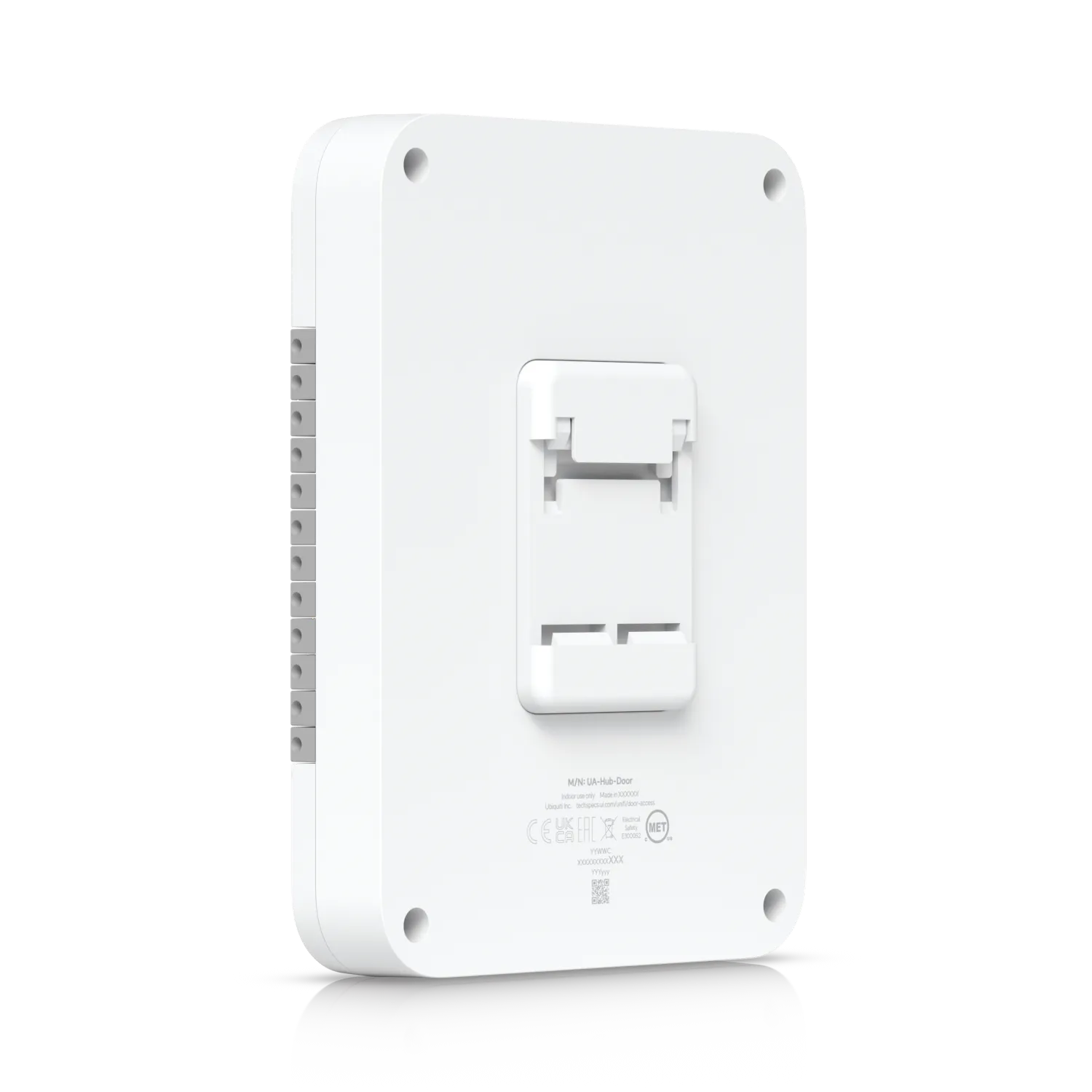 Ubiquiti Access G2 Starter Kit Professional Rückansicht mit Montagehalterung und Anschlüssen auf schwarzem Hintergrund.