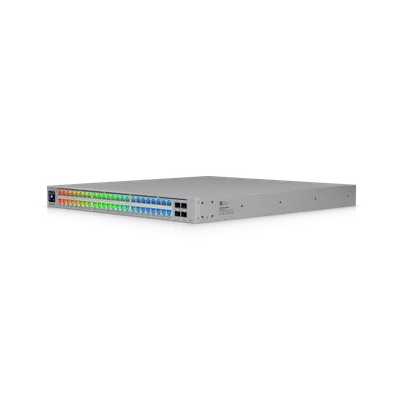 UniFi Enterprise Campus 48S Port Switch mit 48 RJ45- und SFP+-Ports, silbernes Rack-Gerät mit Status-LEDs in UniFi Enterprise Campus 48S Port Switch mit 48 RJ45- und SFP+-Ports, silbernes Rack-Gerät mit Status-LEDs in