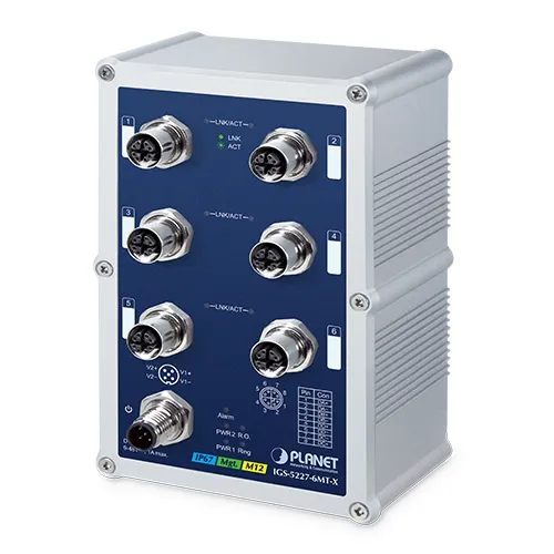PLANET Industrial IP67 Rated 6-Port 10/100/1000T M12 Managed PLANET Industrial IP67 Rated 6-Port 10/100/1000T M12 Managed