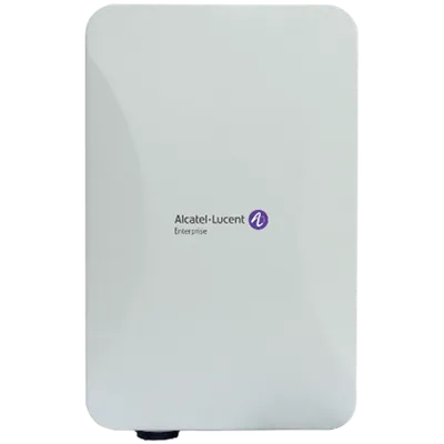Punto de acceso interior OMNIACCESS STELLAR AP1331-RW de Alcatel-Lucent Enterprise en color blanco con logo central y base Punto de acceso interior OMNIACCESS STELLAR AP1331-RW de Alcatel-Lucent Enterprise en color blanco con logo central y base