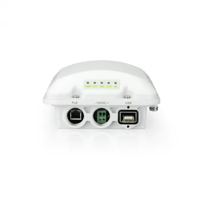 RUCKUS T350SE WiFi6 Outdoor-Access-Point mit BeamFlex+ und USB-Port, weißes Gehäuse mit Status-LEDs und PoE-Anschluss für