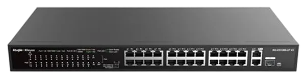 Reyee 24-Port 10/100Mbps, 2x 1Gbit unmanaged Switch, PoE, 370W