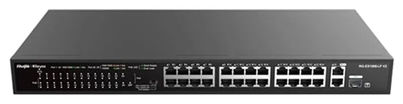 Reyee 24-Port 10/100Mbps, 2x 1Gbit unmanaged Switch, PoE, 370W