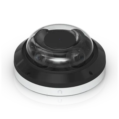 Weiße Ubiquiti UniFi Video Camera AI Multi Sensor 2 Außen-Überwachungskamera mit 4K, IR und POE+ in schwarzem Gehäuse mit Weiße Ubiquiti UniFi Video Camera AI Multi Sensor 2 Außen-Überwachungskamera mit 4K, IR und POE+ in schwarzem Gehäuse mit