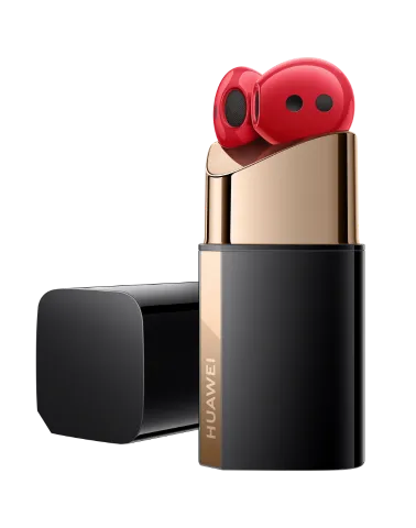 HUAWEI WATCH Ultimate 2 (March-B39) in green with red wireless earbuds in a gold and black charging case, showcasing