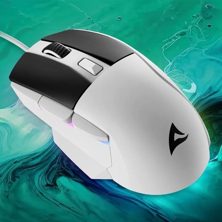 Mouse gaming Sharkoon SGM35 bianco con 6 tasti, 6.400 DPI, pulsante DPI, illuminazione RGB laterale e cavo intrecciato su Mouse gaming Sharkoon SGM35 bianco con 6 tasti, 6.400 DPI, pulsante DPI, illuminazione RGB laterale e cavo intrecciato su