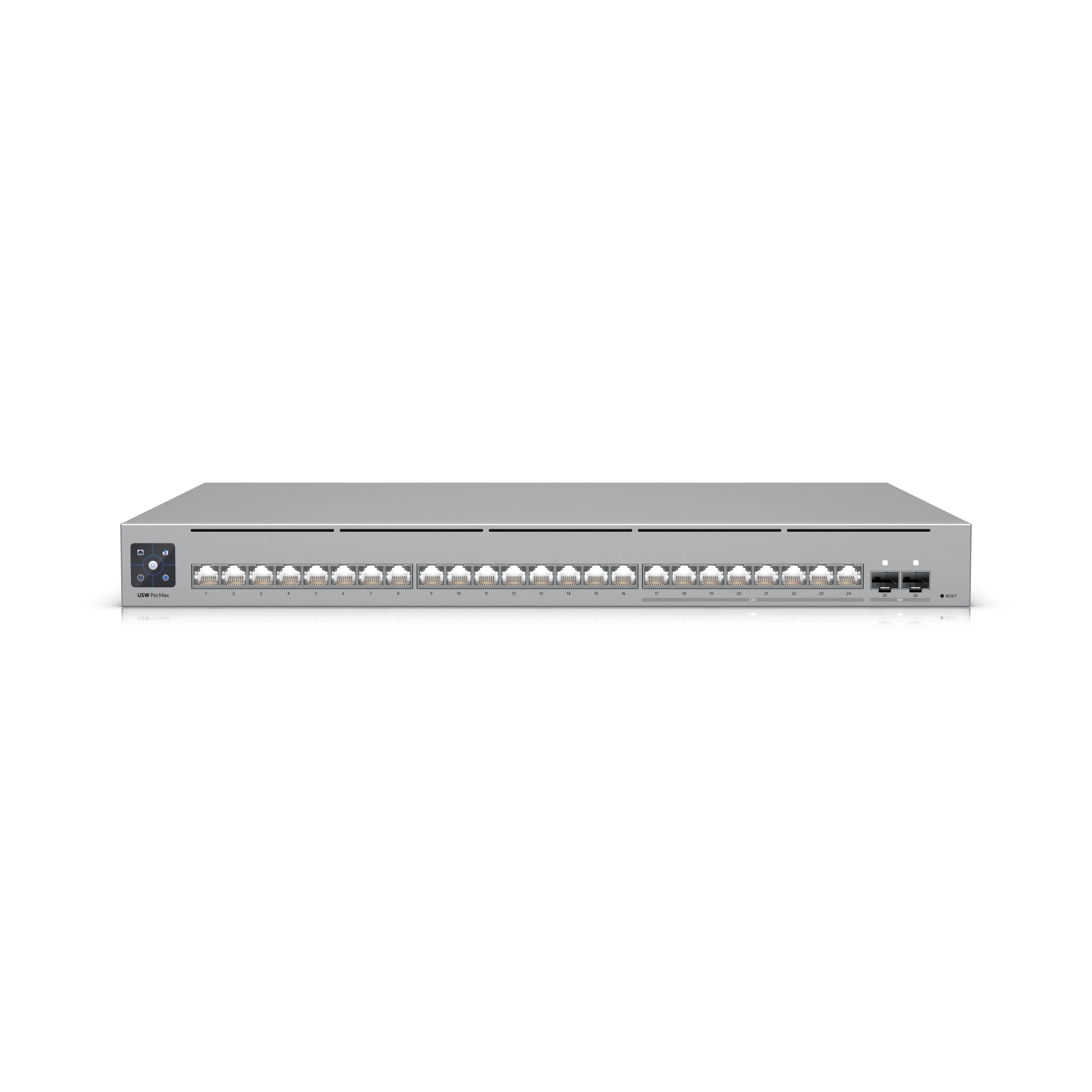 Ubiquiti UniFi Switch USW-Pro-Max-24-POE 400W PoE++ mit 24 RJ45-Ports, 2 SFP+-Anschlüssen und Touchscreen für Rack-Montage Ubiquiti UniFi Switch USW-Pro-Max-24-POE 400W PoE++ mit 24 RJ45-Ports, 2 SFP+-Anschlüssen und Touchscreen für Rack-Montage