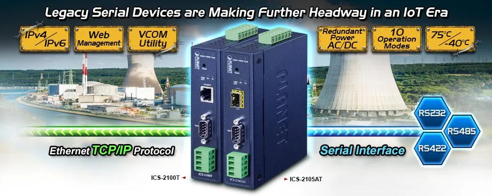 PLANET 1-Port RS232/RS422/RS485 Serial-Ethernet 1 x SFP