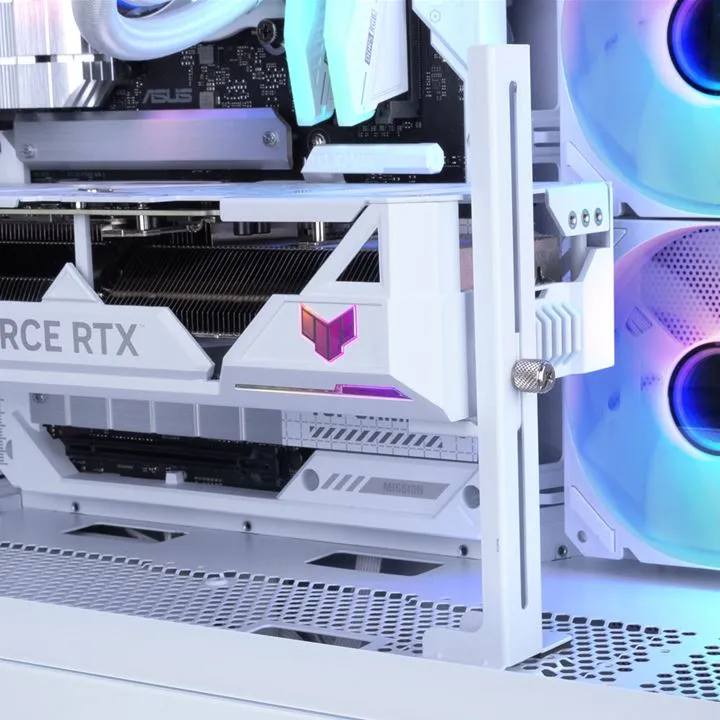 Weißes Sharkoon AK6 RGB ATX-Gehäuse mit vertikaler GPU-Halterung für RTX-Grafikkarte, RGB-Lüftern und perforiertem Boden Weißes Sharkoon AK6 RGB ATX-Gehäuse mit vertikaler GPU-Halterung für RTX-Grafikkarte, RGB-Lüftern und perforiertem Boden