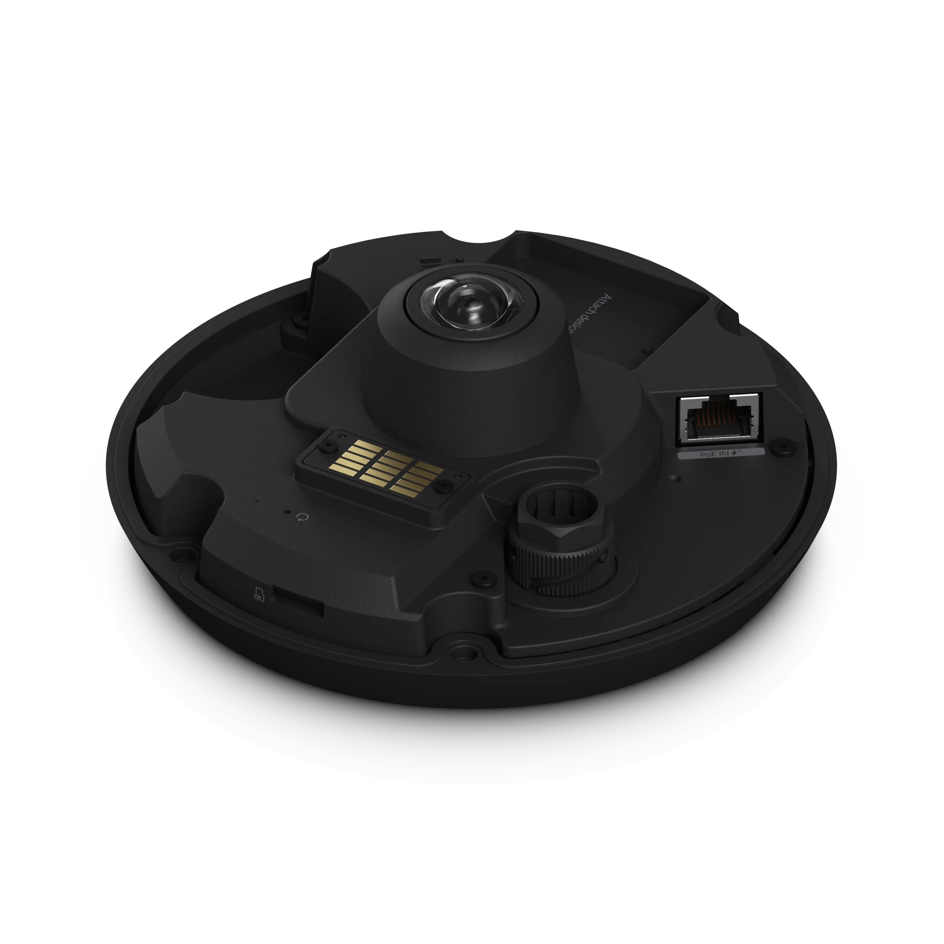 Ubiquiti Video Kamera UVC-G6-Pro-360-B schwarze Rundkamera mit zentraler Linse, PoE-Ethernetanschluss und goldfarbenem