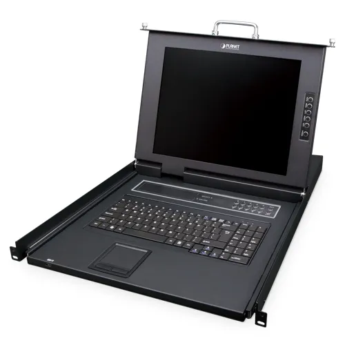 Planet IKVM-210-16M 17" 16-Port Combo VGA LCD IP KVM Switch: 1280x1024 video quality, Up to 256 computers, On Screen Display (OSD), Quick View Setting (QVS), Ho
