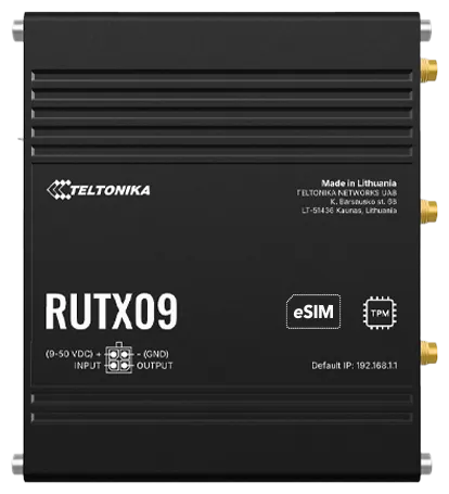 Teltonika · Router · RUTX09 · Industrial LTE Modem Router Cat6 "ONLY LAN" 300Mbps Down/42Mbps UP Teltonika · Router · RUTX09 · Industrial LTE Modem Router Cat6 "ONLY LAN" 300Mbps Down/42Mbps UP