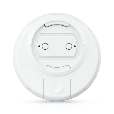 Ponte P2P Ubiquiti UniFi Building Bridge XG, dispositivo bianco circolare visto dal retro con area di montaggio