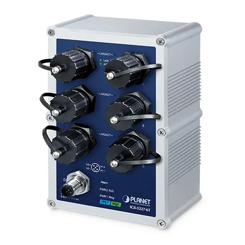 PLANET Industrial IP67 Rated 6-Port 10/100/1000T M12 Managed PLANET Industrial IP67 Rated 6-Port 10/100/1000T M12 Managed