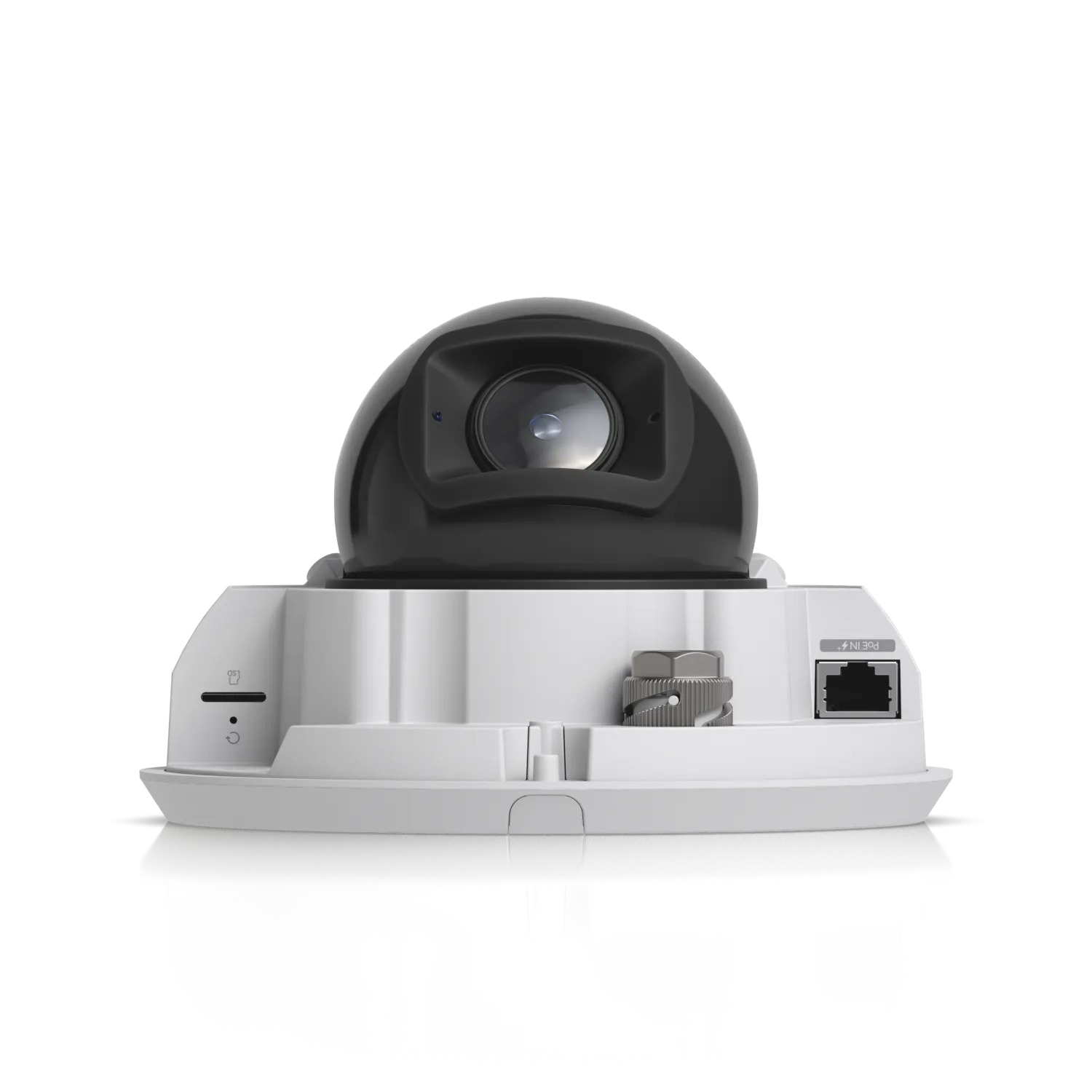 Ubiquiti UniFi Video Camera G6 Pro Dome, schwarze 4K-Outdoor-Überwachungskamera mit IR, IP66 und PoE+ auf weißer Halterung Ubiquiti UniFi Video Camera G6 Pro Dome, schwarze 4K-Outdoor-Überwachungskamera mit IR, IP66 und PoE+ auf weißer Halterung