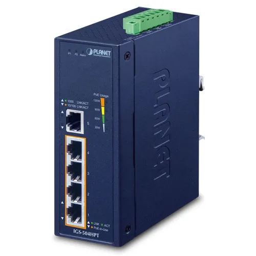 PLANET Industrial 4-Port PoE Switch +1xGE + 1xSFP IGS-614HPT