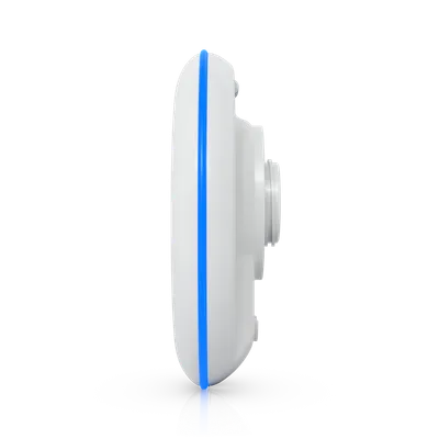 Puente inalámbrico UniFi Building Bridge 60 GHz Gigabit+ en perfil lateral con línea azul sobre fondo negro para redes Puente inalámbrico UniFi Building Bridge 60 GHz Gigabit+ en perfil lateral con línea azul sobre fondo negro para redes
