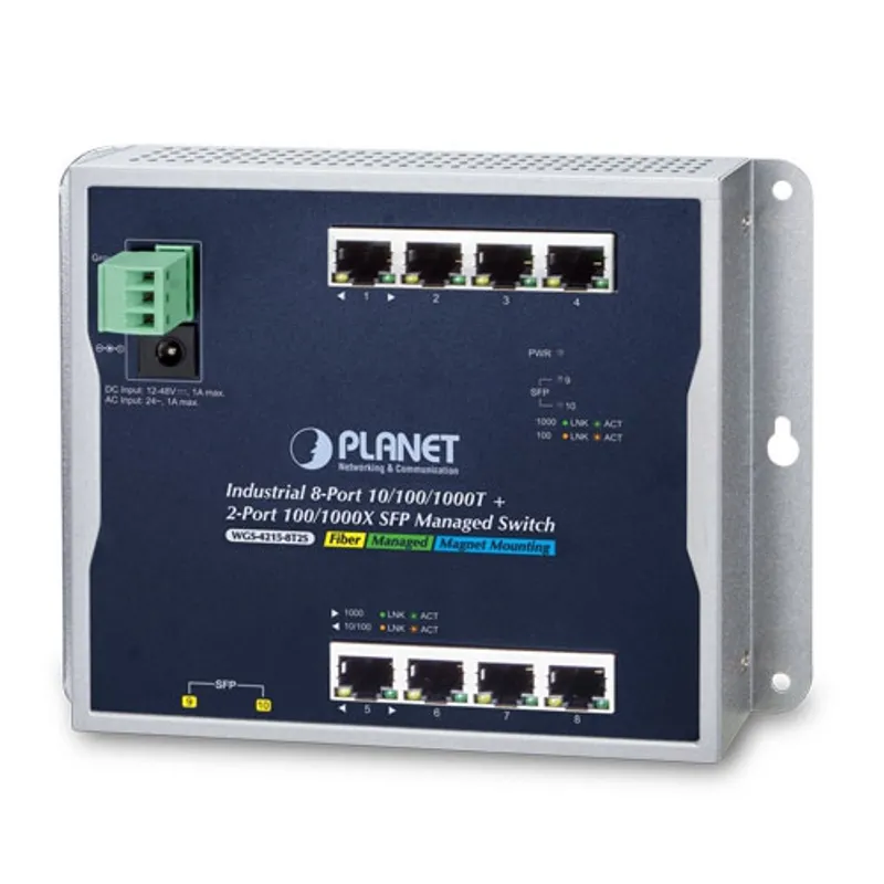 PLANET Industrial 8-Port 10/100/1000T + 2-Port 100/1000X