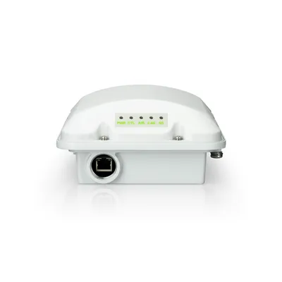 RUCKUS T350SE Outdoor-WLAN-Access-Point WiFi6 AX1800 mit BeamFlex+ und grünen Status-LEDs in weißer Gehäuseansicht für