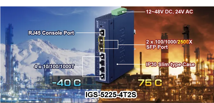 PLANET Industrial L2+ 4-Port 10/100/1000T + 2-Port