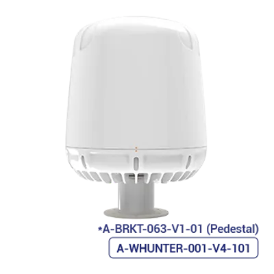 Poynting A-WHUNTER-001-V3-102 Marine-5G/LTE-Antenne mit weißer Kuppel auf zylindrischem Sockel für Küsten- und