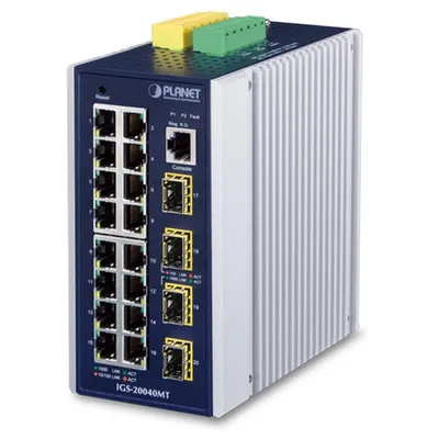 PLANET Industrial 16-Port 10/100/1000T + 4 100/1000X SFP