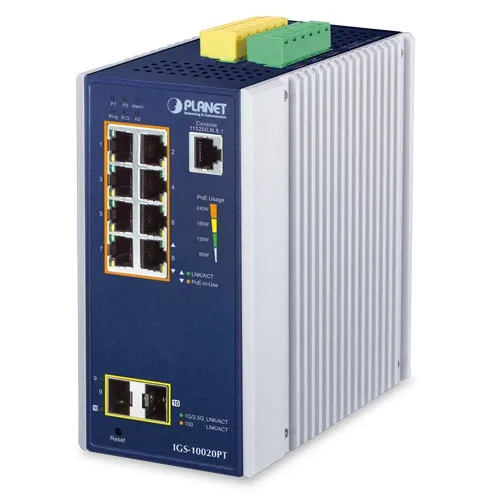 PLANET Industrial 8-Port 10/100/1000T 802.3af PoE + 2 PLANET Industrial 8-Port 10/100/1000T 802.3af PoE + 2