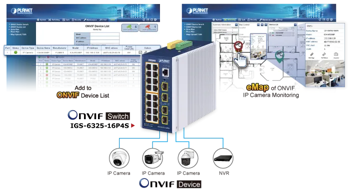 PLANET Industrial 16-Port 10/100/1000T + 4 1G/2,5 SFP    POE