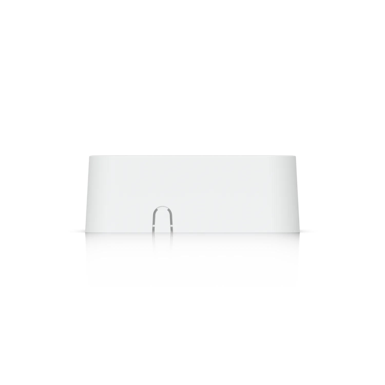 Ubiquiti U7-Pro-Wall überstreichbare Abdeckung in Weiß mit U-förmiger Aussparung vor schwarzem Hintergrund.